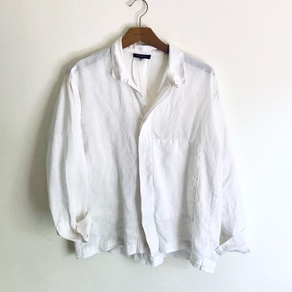 Eskandar 100% linen white button down - Picture 7 of 16